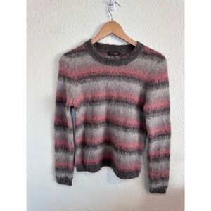 PESERICO Alpacha Mohair Blend Striped Sweater Pink Grey Women's Italian Knit